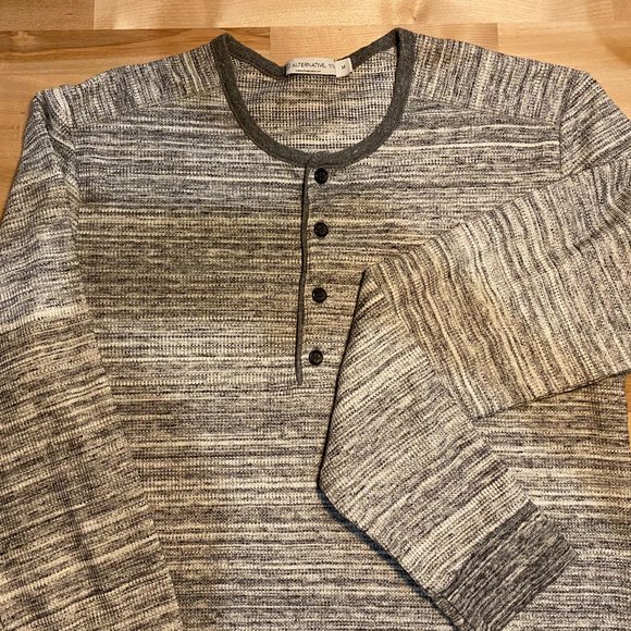 ALTERNATIVE APPAREL Heather-weave Long-sleeve Henley - Picture 1 of 2